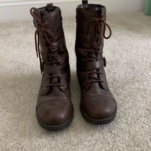 Women’s dark brown combat boots